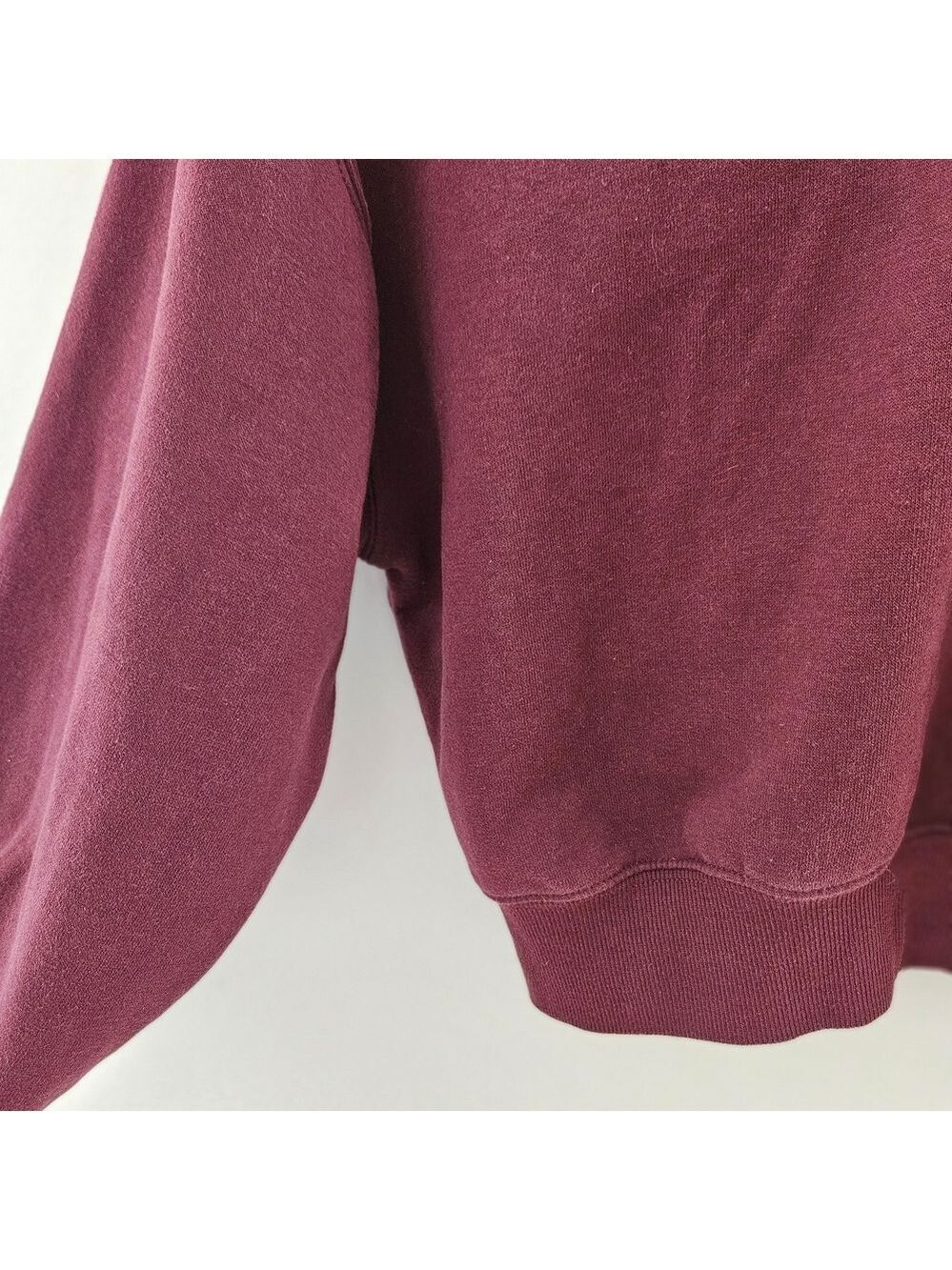Ardene Cropped Quarter Zip Sweatshirt Burgundy Wine Crop Pullover Size M - Picture 3 of 4